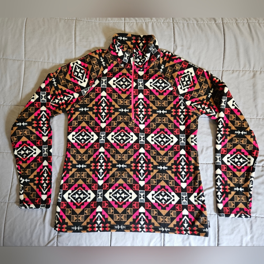 Eddie Bauer Women's Medium Geometric Print Fleece Half Zip Pullover